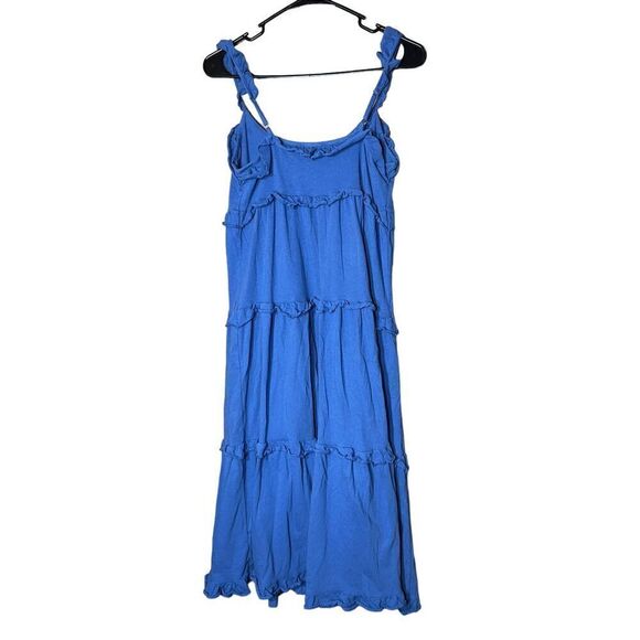 J.Crew Tiered Knit Keyhole Maxi Dress Blue Sleeveless Ruffle Women’s Size XXS - Picture 5 of 8